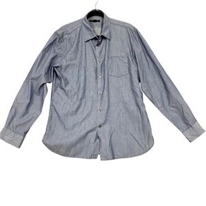 John Varvatos U.S.A Shirt Mens Large Blue Stripe Long Sleeve Button Front Casual